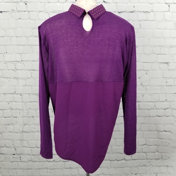 AMANDA GREEN | purple stud collared light sweater - Picture 3 of 6